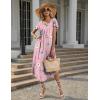 Ekouaer Long Nightgowns for Women with Pockets Short Sleeves Moo Moos for Women Casual Maxi Dress House Dresses S-XXXL(Pink Flower)