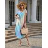 Ekouaer Long Nightgowns for Women with Pockets Short Sleeves Moo Moos for Women Casual Maxi Dress House Dresses S-XXXL(Pink Tie-dye)