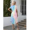 Ekouaer Long Nightgowns for Women with Pockets Short Sleeves Moo Moos for Women Casual Maxi Dress House Dresses S-XXXL(Pink Tie-dye)