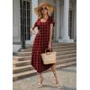 Ekouaer Long Nightgowns for Women with Pockets Short Sleeves Moo Moos for Women Casual Maxi Dress House Dresses S-XXXL(Plaid)