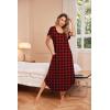 Ekouaer Long Nightgowns for Women with Pockets Short Sleeves Moo Moos for Women Casual Maxi Dress House Dresses S-XXXL(Plaid)