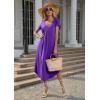 Ekouaer Long Nightgowns for Women with Pockets Short Sleeves Moo Moos for Women Casual Maxi Dress House Dresses S-XXXL(Purple)