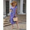 Ekouaer Long Nightgowns for Women with Pockets Short Sleeves Moo Moos for Women Casual Maxi Dress House Dresses S-XXXL(Purple Flower)