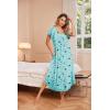 Ekouaer Long Nightgowns for Women with Pockets Short Sleeves Moo Moos for Women Casual Maxi Dress House Dresses S-XXXL(Star Print)