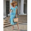 Ekouaer Long Nightgowns for Women with Pockets Short Sleeves Moo Moos for Women Casual Maxi Dress House Dresses S-XXXL(Teal Tie-dye)