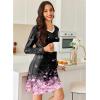 Ekouaer Long Sleeve Nightgowns for Women Sexy Lace Night Shirt V Neck Sleep Shirt Soft Sleepwear(Black Sakura)