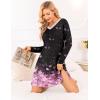 Ekouaer Long Sleeve Nightgowns for Women Sexy Lace Night Shirt V Neck Sleep Shirt Soft Sleepwear(Black Sakura)