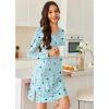 Ekouaer Long Sleeve Nightgowns for Women Sexy Lace Night Shirt V Neck Sleep Shirt Soft Sleepwear(Blue Planet)