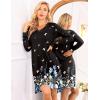 Ekouaer Long Sleeve Nightgowns for Women Sexy Lace Night Shirt V Neck Sleep Shirt Soft Sleepwear(Butterfly Flowers)