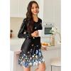 Ekouaer Long Sleeve Nightgowns for Women Sexy Lace Night Shirt V Neck Sleep Shirt Soft Sleepwear(Butterfly Flowers)