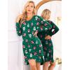 Ekouaer Long Sleeve Nightgowns for Women Sexy Lace Night Shirt V Neck Sleep Shirt Soft Sleepwear(Christmas Santa 1)