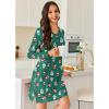 Ekouaer Long Sleeve Nightgowns for Women Sexy Lace Night Shirt V Neck Sleep Shirt Soft Sleepwear(Christmas Santa 1)