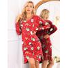 Ekouaer Long Sleeve Nightgowns for Women Sexy Lace Night Shirt V Neck Sleep Shirt Soft Sleepwear(Christmas Santa 2)