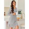 Ekouaer Long Sleeve Nightgowns for Women Sexy Lace Night Shirt V Neck Sleep Shirt Soft Sleepwear(Grey)