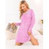 Ekouaer Long Sleeve Nightgowns for Women Sexy Lace Night Shirt V Neck Sleep Shirt Soft Sleepwear(Pink Florals)
