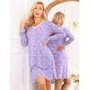 Ekouaer Long Sleeve Nightgowns for Women Sexy Lace Night Shirt V Neck Sleep Shirt Soft Sleepwear(Purple Flowers)