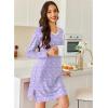 Ekouaer Long Sleeve Nightgowns for Women Sexy Lace Night Shirt V Neck Sleep Shirt Soft Sleepwear(Purple Flowers)