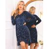 Ekouaer Long Sleeve Nightgowns for Women Sexy Lace Night Shirt V Neck Sleep Shirt Soft Sleepwear(Star Print)