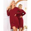 Ekouaer Long Sleeve Nightgowns for Women Sexy Lace Night Shirt V Neck Sleep Shirt Soft Sleepwear(Wine Red)
