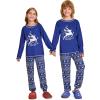 Ekouaer Matching Family Sets Christmas Pajamas Set Xmas PJS Sleepwear Soft Christmas Matching Jammies(Navy Elk Snowflake)