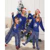 Ekouaer Matching Family Sets Christmas Pajamas Set Xmas PJS Sleepwear Soft Christmas Matching Jammies(Navy Elk Snowflake)