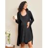 Ekouaer Maternity Nursing Gown and Robe Set 2 Piece Waffle Breastfeeding Nightgown 3 in 1 Labor and Delivery Hospital Gown(Black)
