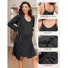 Ekouaer Maternity Nursing Gown and Robe Set 2 Piece Waffle Breastfeeding Nightgown 3 in 1 Labor and Delivery Hospital Gown(Black)