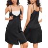 Ekouaer Maternity Nursing Gown and Robe Set 2 Piece Waffle Breastfeeding Nightgown 3 in 1 Labor and Delivery Hospital Gown(Black)