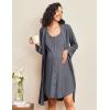 Ekouaer Maternity Nursing Gown and Robe Set 2 Piece Waffle Breastfeeding Nightgown 3 in 1 Labor and Delivery Hospital Gown(Dark Grey)
