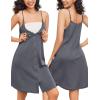 Ekouaer Maternity Nursing Gown and Robe Set 2 Piece Waffle Breastfeeding Nightgown 3 in 1 Labor and Delivery Hospital Gown(Dark Grey)