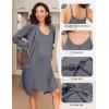 Ekouaer Maternity Nursing Gown and Robe Set 2 Piece Waffle Breastfeeding Nightgown 3 in 1 Labor and Delivery Hospital Gown(Dark Grey)