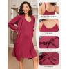 Ekouaer Maternity Nursing Gown and Robe Set 2 Piece Waffle Breastfeeding Nightgown 3 in 1 Labor and Delivery Hospital Gown(Dark Red)