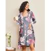 Ekouaer Maternity Nursing Gown and Robe Set 2 Piece Waffle Breastfeeding Nightgown 3 in 1 Labor and Delivery Hospital Gown(Grey Floral)