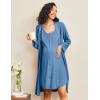 Ekouaer Maternity Nursing Gown and Robe Set 2 Piece Waffle Breastfeeding Nightgown 3 in 1 Labor and Delivery Hospital Gown(Navy Blue)