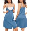 Ekouaer Maternity Nursing Gown and Robe Set 2 Piece Waffle Breastfeeding Nightgown 3 in 1 Labor and Delivery Hospital Gown(Navy Blue)
