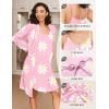 Ekouaer Maternity Nursing Gown and Robe Set 2 Piece Waffle Breastfeeding Nightgown 3 in 1 Labor and Delivery Hospital Gown(Pink Floral)