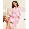 Ekouaer Maternity Nursing Gown and Robe Set 2 Piece Waffle Breastfeeding Nightgown 3 in 1 Labor and Delivery Hospital Gown(Pink Floral)