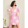 Ekouaer Maternity Nursing Gown and Robe Set 2 Piece Waffle Breastfeeding Nightgown 3 in 1 Labor and Delivery Hospital Gown(Pink Floral)