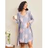 Ekouaer Maternity Nursing Gown and Robe Set 2 Piece Waffle Breastfeeding Nightgown 3 in 1 Labor and Delivery Hospital Gown(Purple Floral)