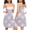 Ekouaer Maternity Nursing Gown and Robe Set 2 Piece Waffle Breastfeeding Nightgown 3 in 1 Labor and Delivery Hospital Gown(Purple Floral)
