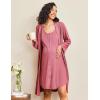 Ekouaer Maternity Nursing Gown and Robe Set 2 Piece Waffle Breastfeeding Nightgown 3 in 1 Labor and Delivery Hospital Gown(Rust)