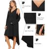 Ekouaer Maternity Nursing Gown and Robe Set Labor Delivery Nursing Nightgowns for Breastfeeding Pregnancy Clothes(Black)