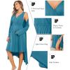 Ekouaer Maternity Nursing Gown and Robe Set Labor Delivery Nursing Nightgowns for Breastfeeding Pregnancy Clothes(Blue Green)