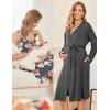 Ekouaer Maternity Nursing Gown and Robe Set Labor Delivery Nursing Nightgowns for Breastfeeding Pregnancy Clothes(Dark Grey&pink Flower)