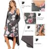 Ekouaer Maternity Nursing Gown and Robe Set Labor Delivery Nursing Nightgowns for Breastfeeding Pregnancy Clothes(Dark Grey&pink Flower)