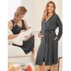 Ekouaer Maternity Nursing Gown and Robe Set Labor Delivery Nursing Nightgowns for Breastfeeding Pregnancy Clothes(Darkgrey)