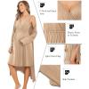 Ekouaer Maternity Nursing Gown and Robe Set Labor Delivery Nursing Nightgowns for Breastfeeding Pregnancy Clothes(Khaki)