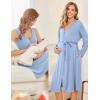 Ekouaer Maternity Nursing Gown and Robe Set Labor Delivery Nursing Nightgowns for Breastfeeding Pregnancy Clothes(Light Blue)