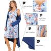 Ekouaer Maternity Nursing Gown and Robe Set Labor Delivery Nursing Nightgowns for Breastfeeding Pregnancy Clothes(Light Blue&pink Flower)