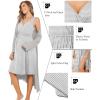 Ekouaer Maternity Nursing Gown and Robe Set Labor Delivery Nursing Nightgowns for Breastfeeding Pregnancy Clothes(Light Grey Stripe)